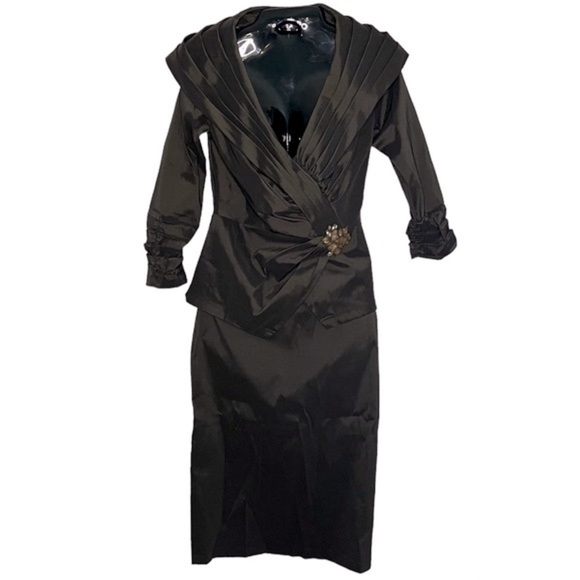 Tadashi Shoji Brown Blouse and Skirt Set Size 6